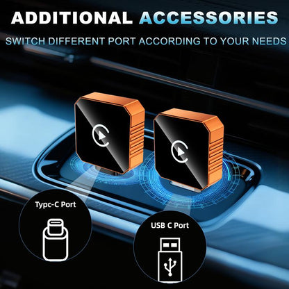 【Yurnlv】 New 2026 Carplay Wireless Carplay Adapter for Iphone/Android, Orange,Fast Connection, No Delay, Hands-Free Calls, Wireless Adapter, Electronic Charger, Carplay Adapter