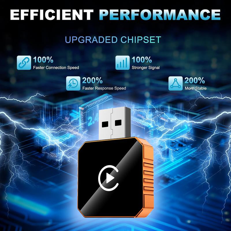 【Yurnlv】 New 2026 Carplay Wireless Carplay Adapter for Iphone/Android, Orange,Fast Connection, No Delay, Hands-Free Calls, Wireless Adapter, Electronic Charger, Carplay Adapter