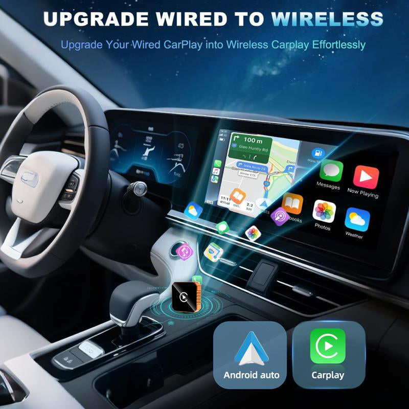 【Yurnlv】 New 2026 Carplay Wireless Carplay Adapter for Iphone/Android, Orange,Fast Connection, No Delay, Hands-Free Calls, Wireless Adapter, Electronic Charger, Carplay Adapter