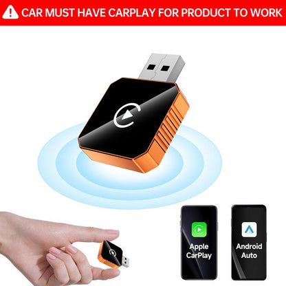 【Yurnlv】 New 2026 Carplay Wireless Carplay Adapter for Iphone/Android, Orange,Fast Connection, No Delay, Hands-Free Calls, Wireless Adapter, Electronic Charger, Carplay Adapter
