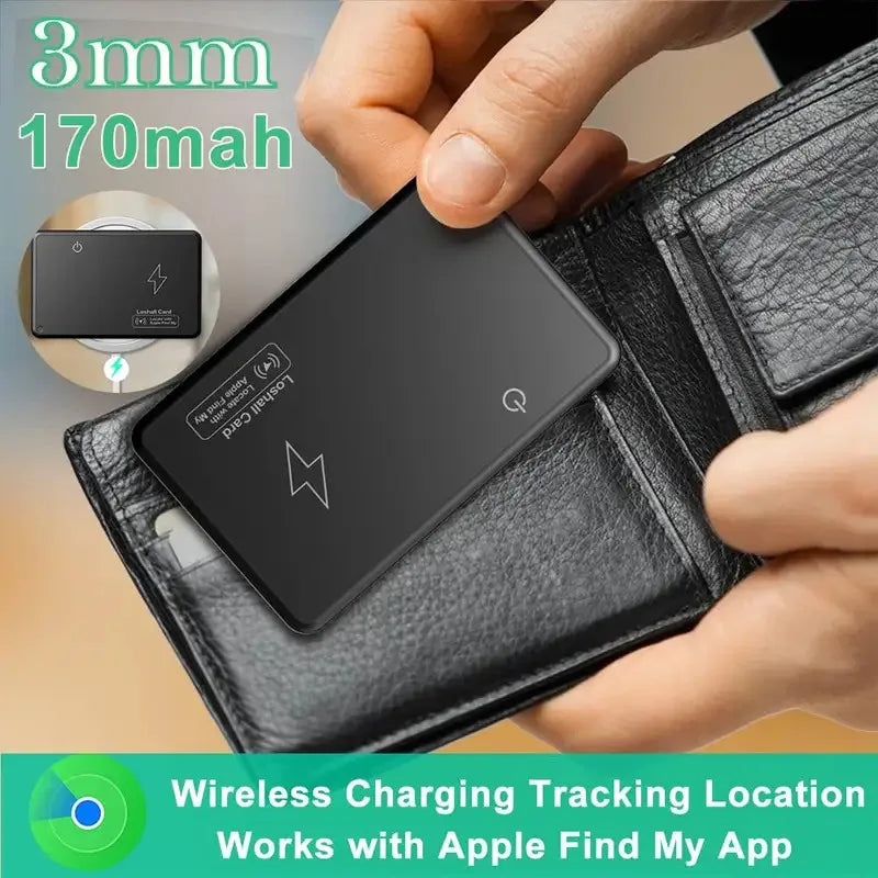 Ultra-Slim Wireless Wallet Tracker Card - GPS Locator Compatible with Apple Find My App for Effortless Item Tracking