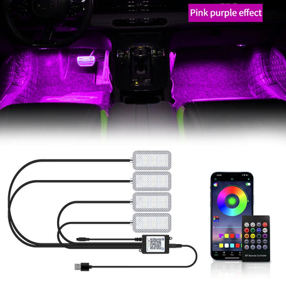 Transform Your Car's Interior with LED Ambient Foot Strip Lighting Kit - Remote & Music Control RGB Decorative Lamp